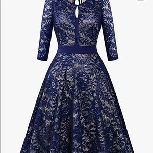 Brand new, BBX Lephsnt Navy Lace dress with 3/4 length sleeves.
